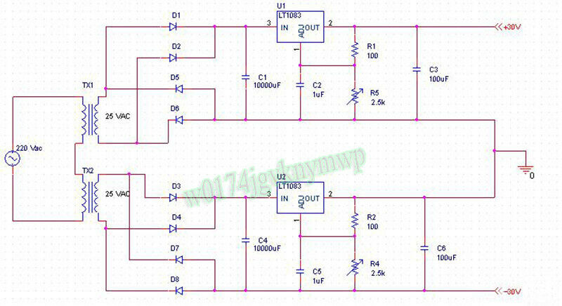 Tổng hợp sơ đồ mạch ổn áp 15V DC đối xứng và không đối xứng - Mạch điện tử