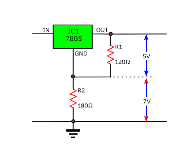 Dùng IC ổn áp 7805 làm mạch ổn áp đầu ra thay đổi được - Mạch điện tử